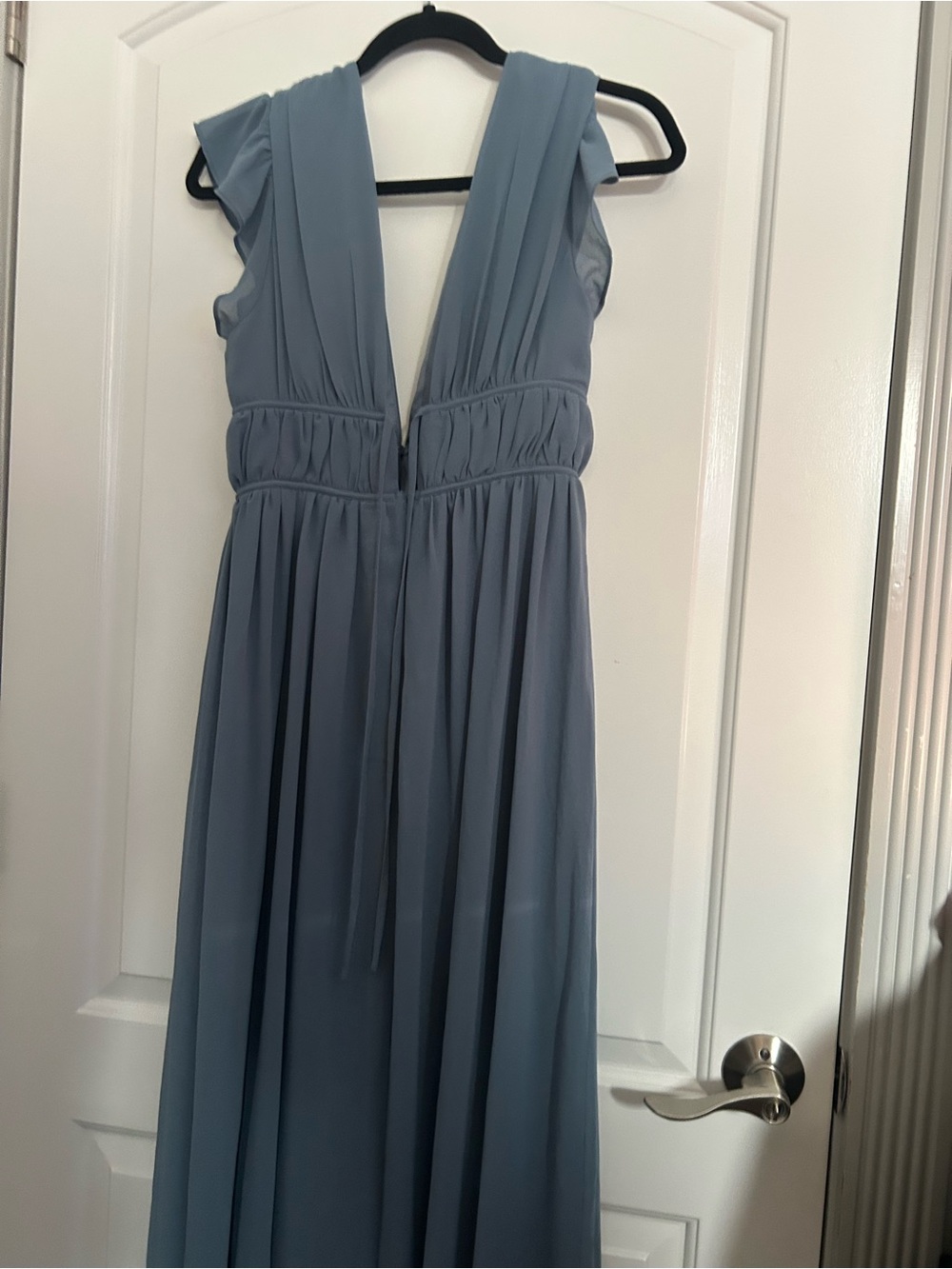 Lulus I'm All Yours Slate Blue Ruffled Maxi Dress S autumn wedding homecoming - Picture 13 of 15